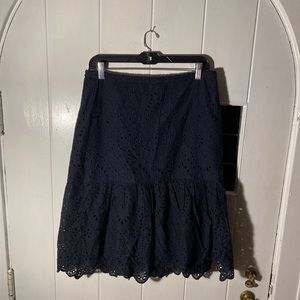(1) $119 Trendy Navy Blue Talbots Zip-In The Back Designer Skirt Women’s Size 6